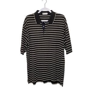 Haley Black Cream Striped Polo Shirt Large